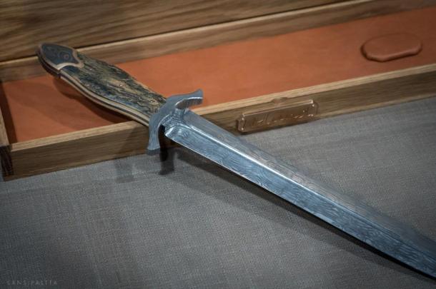 A modern Damascus sword by Nylund Knives, Finland.