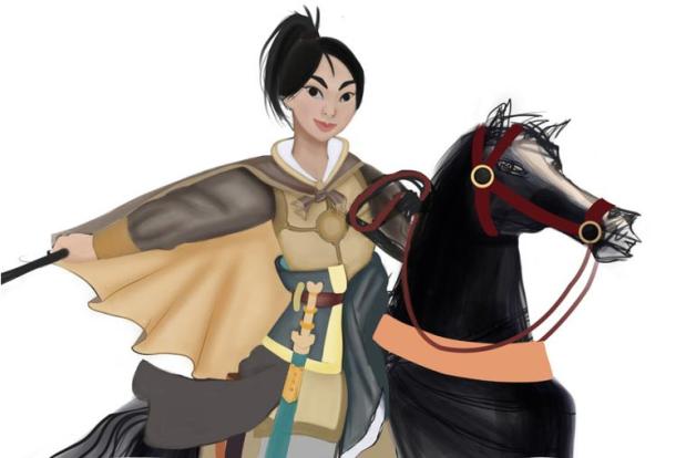 A modern artistic representation of Mulan.