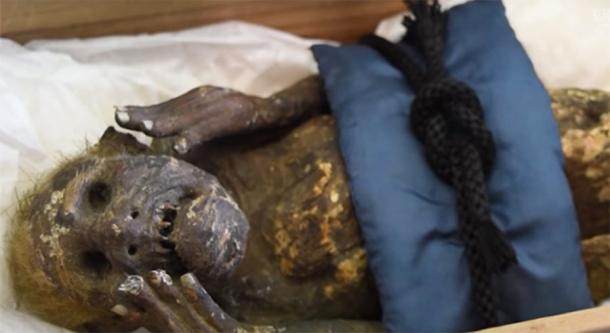 The mummified mermaid being CT scanned in Japan. (The Asahi Shimbun Company / YouTube)