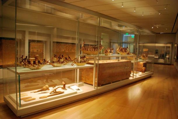 The same illustrated composition that is found in the leather manuscript is also found on the base of Middle Kingdom coffins retrieved from the necropolis of Hermopolis. Objects from the tomb of Djehutynakht, a nomarch during the Middle Kingdom era of Egypt, found in the necropolis of Hermopolis