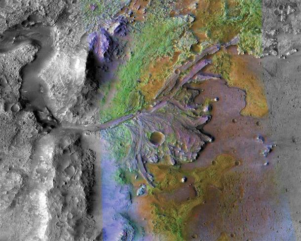 NASA's Mars Perseverance Rover, expected to launch in July 2020, will land in Jezero crater, pictured here. The image was taken by instruments on NASA's Mars Reconnaissance Orbiter, which regularly captures potential landing sites for future missions. (NASA / JPL-Caltech / ASU)