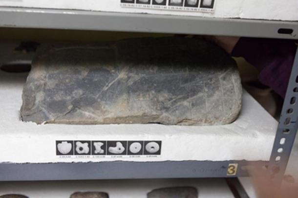 An ancient carving used for calculations and recording numbers, Father Crespi’s collection.