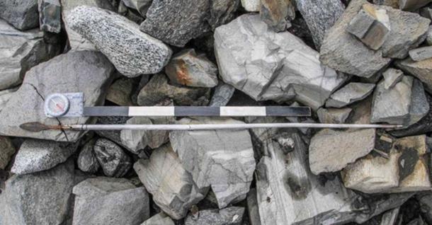 A 1000 year old arrow found in the Jotunheimen mountains in 2014. It is relatively well preserved, but the lack of fletching and sinew shows that it has been out of the ice before.