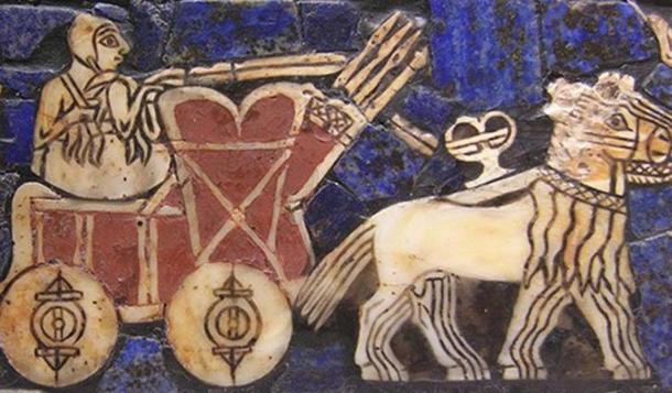 A depiction of an onager-drawn cart on the Sumerian 