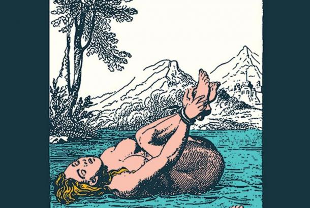 A 17th century engraving depicting an ordeal by water