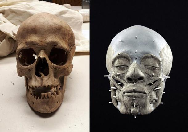 In order to create the reconstruction of the Stone Age woman, Oscar Nilsson scanned the ancient skull before creating a life-sized replica and layering on clay to represent her facial muscles. (Oscar Nilsson)