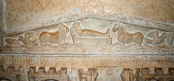 The ox, the ass, and the infant Jesus in one of the earliest depictions of the nativity scene, (Ancient Roman Christian sarcophagus, 4th century) (AnonymousG.dallorto/Wikimedia Commons)