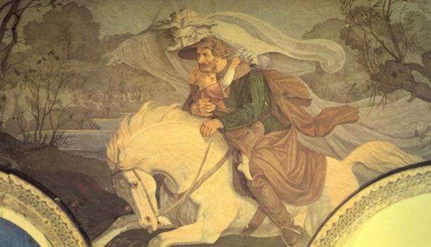 En esta pintura, el Rey Aliso, otro nombre y versión del mito de Erlking, está tratando de arrebatar a un niño. (Dominio publico)