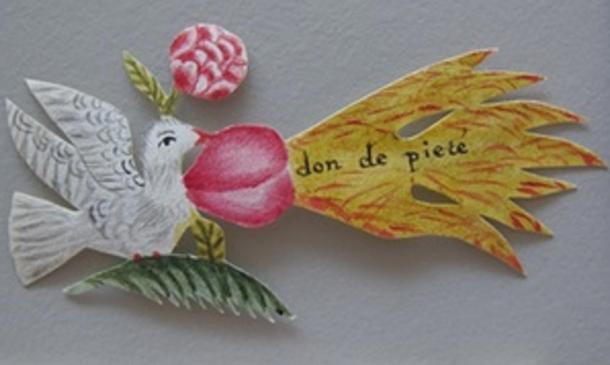 A beautiful paper dove was found in one of the letters.