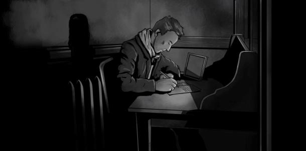 Paul Amadeus Dienach writing illustration