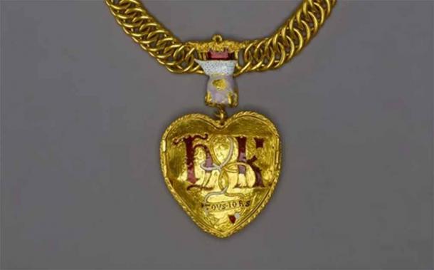 The pendant is associated with Henry and Katherine, due to its decoration. (Historic England)