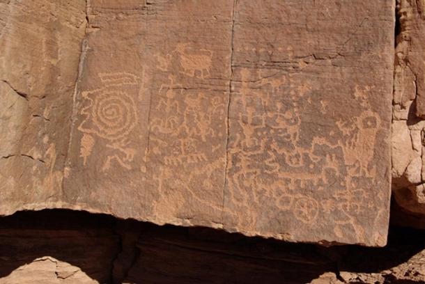 Some petroglyphs at Crack in Rock at Wupatki.