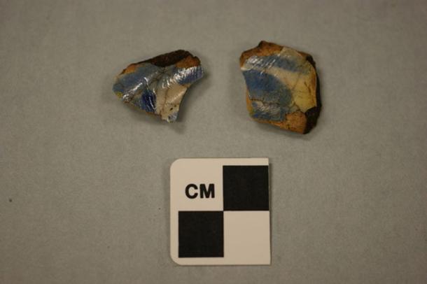 The two pieces of pottery, possibly of a medicine jar, that archaeologists are saying may have belonged to members of the lost colony of Roanoke.