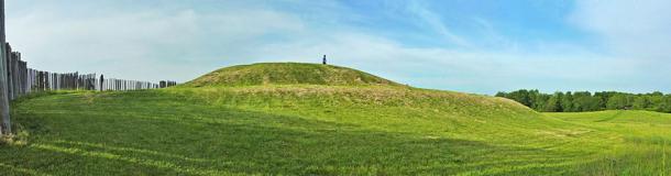 Visitor on top of one of the restored platform mounds at Aztalan State Park. (James Steakley / CC BY-SA 3.0)