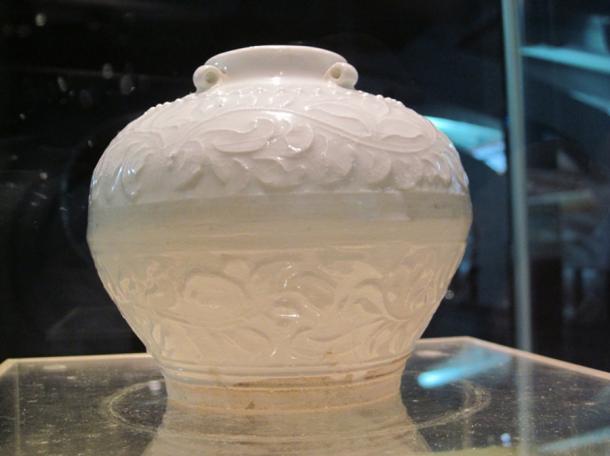 A porcelain pot from the Nanhai No. I. The Guangdong Maritime Silk Road Museum (Nanhai No. 1 Museum), Yangjiang, Guangdong Province, China.