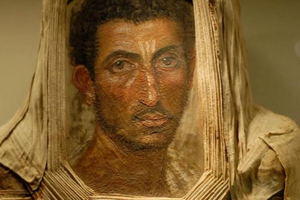Mummy portrait of a bearded man, encaustic on wood, Royal Museum of Scotland. Excavated in Hawara, Egypt in 1911.