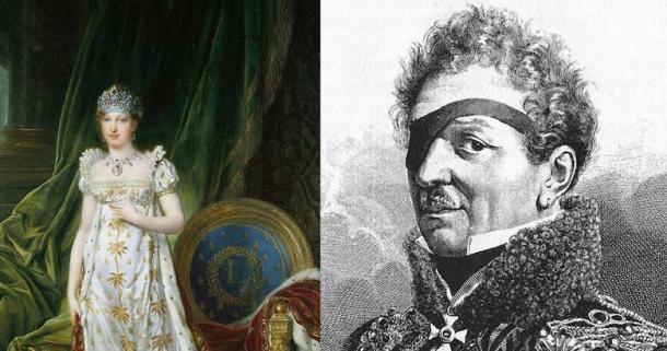 Portrait of Queen Marie-Louise (Public Domain) Right: Drawing of Count, Adam Albert Von Neipperg (Public Domain)