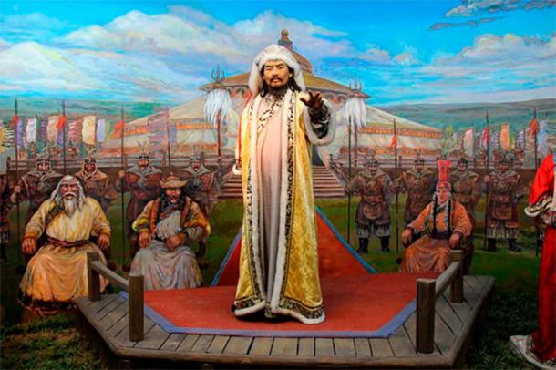 Genghis Khan, powerful leader of largest world empire. Inner Mongolian History Gallery, Inner Mongolia Museum, Hohhot, China. (Gary Todd/CC0)