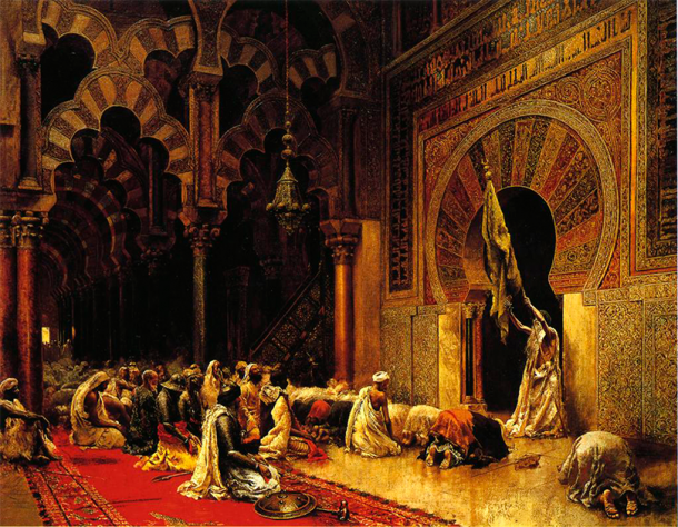 A Moor preaching at the mosque in Cordoba, in a painting by Edwin Lord Weeks circa 1880.(Public domain)