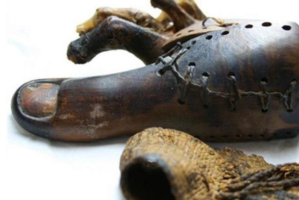 A 3000-year-old prosthetic big toe, which had been placed on a deceased body after death. Housed at the Egyptian Museum in Cairo. 