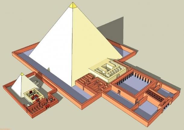 Le complexe pyramidal de Khentkaus II (plus petit) et son mari Neferirkare Kakai d'Abousir, Egypte. 