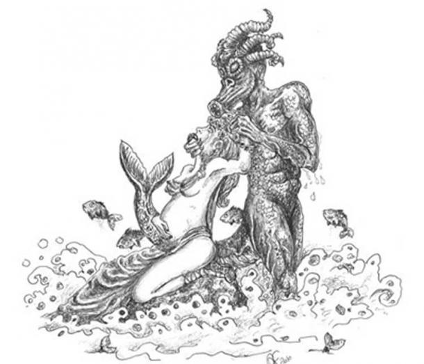 A quinotaur sea monster possessing the king Clodio's wife, who became pregnant with the future king Merovech. Created by Andrea Farronato