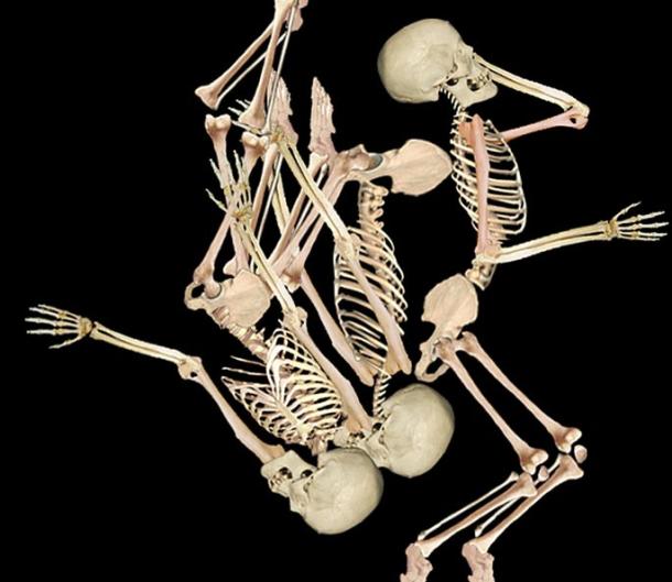 Researchers reconstructed the position of the three men found in a grave in 1964.