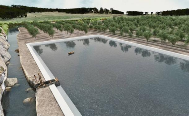 Reconstruction showing what the water basin would have looked like