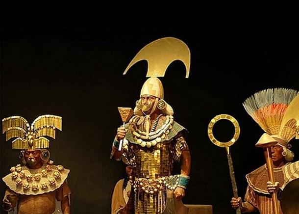 A reconstruction showing the items the Lord of Sipan was wearing, along with his entourage.