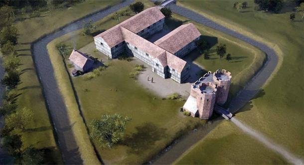 Reconstrucción CGI de Coleshill Manor, que fue un bastión realista durante la Guerra Civil Inglesa. (HS2)