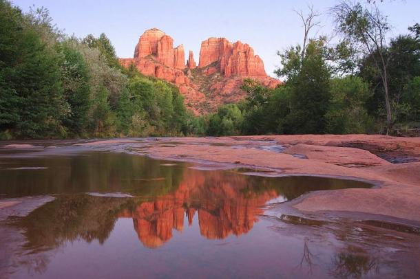 The striking red stone of Cathedral Rock, Sedona, Arizona.