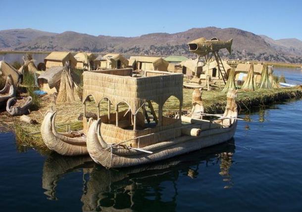 Picture of a reed boat at the Floating Islands, on Lake Titicaca