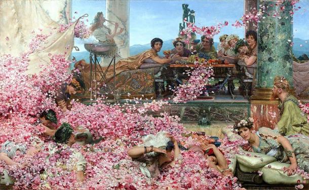 Many regard Elagabalus as the worst Roman emperor in history. In this painting by Lawrence Alma-Taderna, he is depicted lying down in a golden robe watching as his guests are suffocated by rose petals to the glee of the tyrannical emperor. (Public domain)