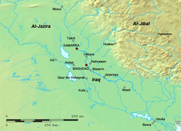Map of the region of Iraq in the ninth–10th centuries (Ro4444 / CC BY-SA 3.0)