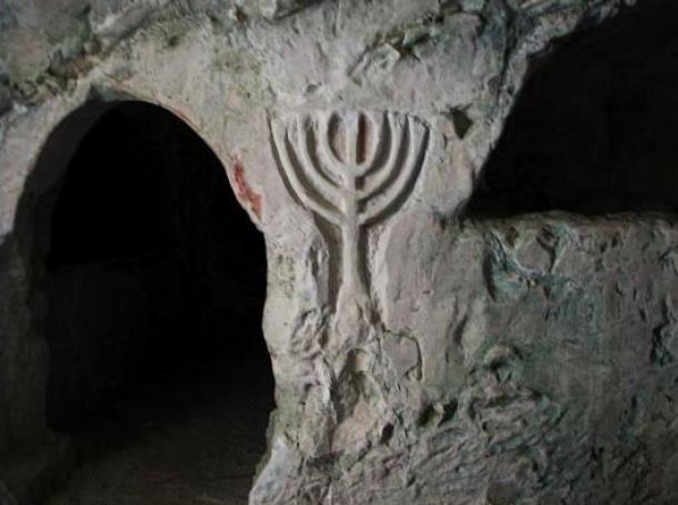 A relief of a menorah at Beit She'arim