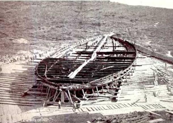 A remaining hull from massive vessel which served as an elaborate floating palace to the emperor