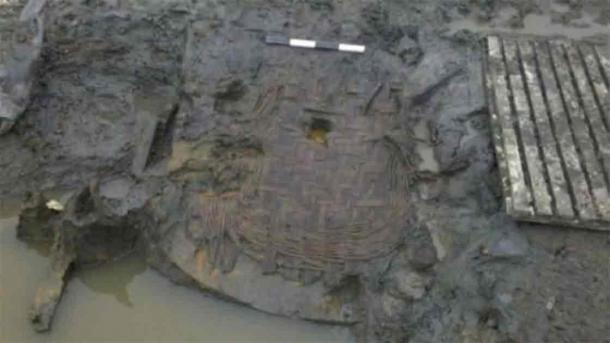 The remains of an oak and willow basket were also discovered at the same site as the ancient egg. (Oxford Archaeology)