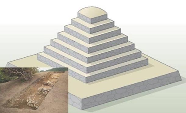 Artist’s rendition of the Miyakozuka pyramid-shaped tomb.