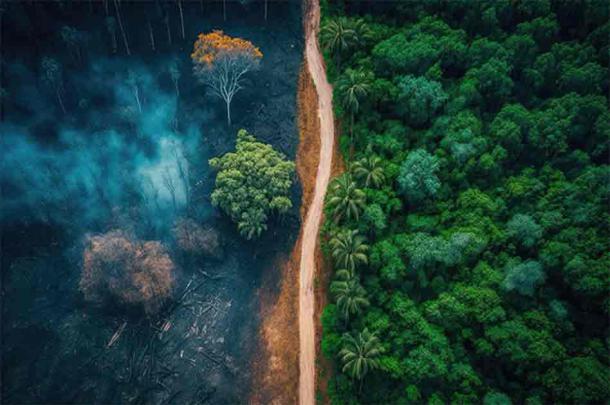 Representational image of the environmental issues and destruction caused by oil exploration and logging in the Amazon Rainforest. (Peter / Adobe Stock)