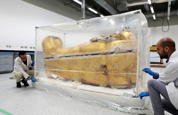 Immediate restoration work is needed due to deterioration of the outer coffin of King Tut