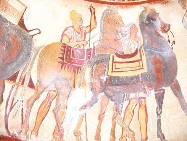 Mural of riderless saddled horses in detail. (Mincov/CC BY-SA 3.0)