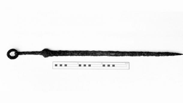 La espada con dobladillo anillado descubierta en la parte inferior de Amorium, una ciudad importante del Imperio bizantino. (Proyecto de excavación de Amorium)