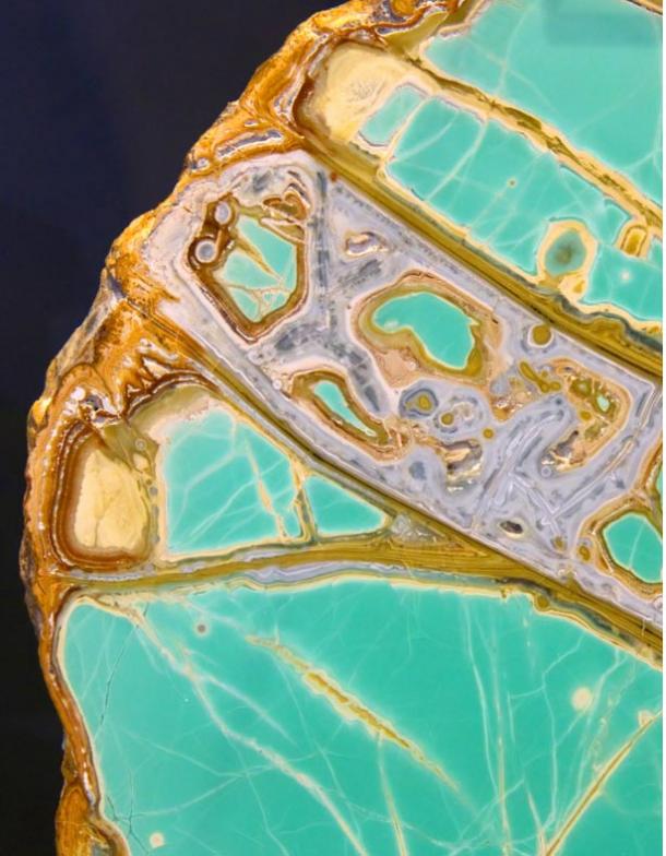 Cross-section of a stunning rock containing variscite 