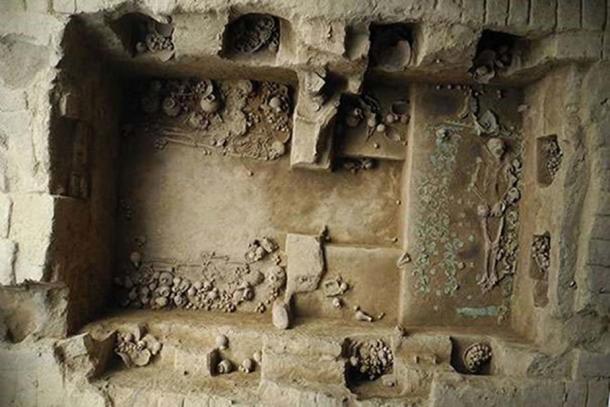 This royal tomb, the eighth discovered in 25 years, is said to have belonged to a Moche priestess buried 1,200 years ago. The great quantity of artifacts and the complexity of the burial reveal the power and influence this woman wielded in life. (Luis Castillo)