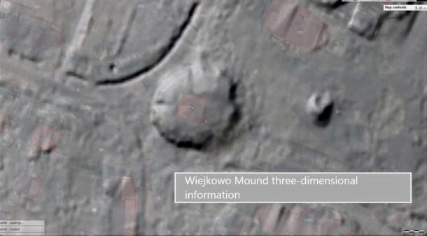 Esta es la imagen satelital de Wiejkowo, Polonia, que según los investigadores revela el entierro de Harald Gormsson Bluetooth. (Marek Kryda / La primera noticia)