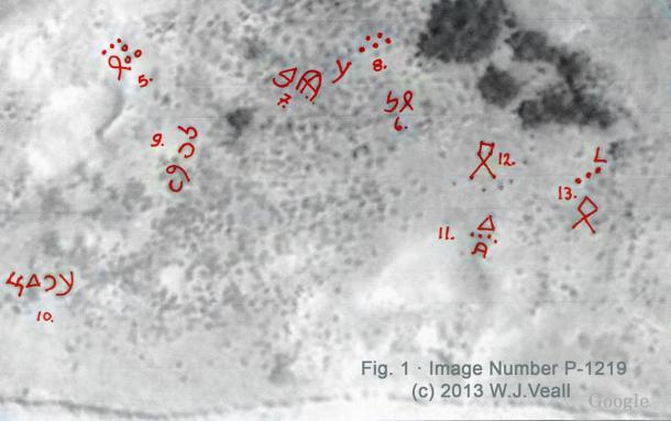 Two of the historic satellite photographs, Figs 1 and 2 (above), overlaid with words and phrases in the ancient West African, Manding System of Writing, detected and translated by eminent Epigrapher, Dr. Clyde Winters, PhD, from the inscriptive material discovered along the Southern Atlantic shoreline of Uruguay by the author.