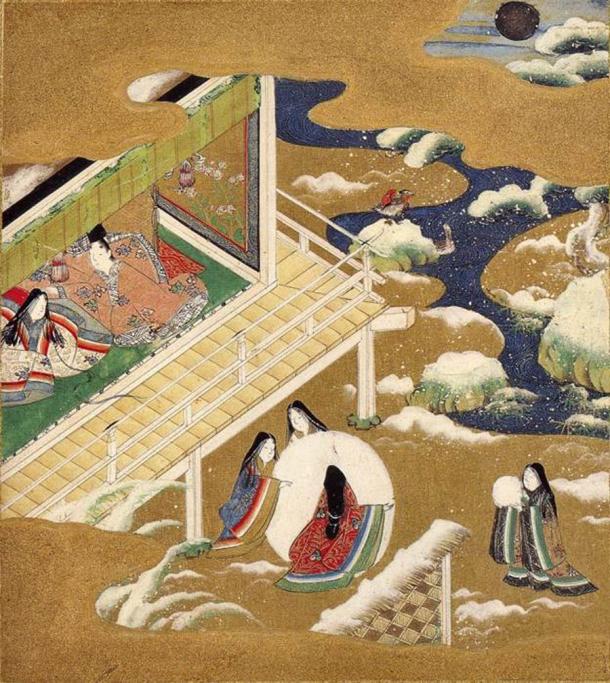 Una escena de la era Heian, el período en el que se construyó el Pabellón Real de Tokaden, que muestra la vida de los primeros nobles imperiales de Japón tal como se describe en la novela Tale of Genji de Murasaki Shikibu. (Tosa Mitsuoki / Dominio público)