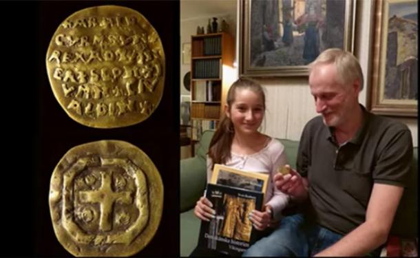 Screenshot showing Maja Sielski with archaeologist Sven Rosborn. (Curmsun Disc / YouTube)