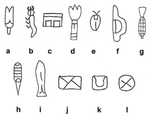 A selection of signs from the Cascajal Block.