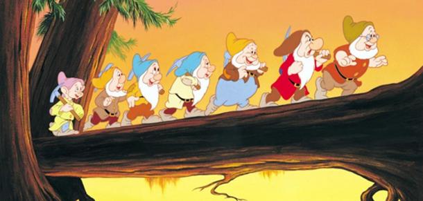 The seven faithful dwarf-planets all follow each other in a long line behind Snow White Selene Moon, as they orbit the Earth.